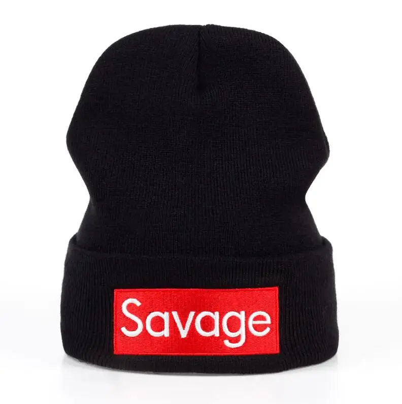 Черный Savage Beanie шапки, шапки, зимние шапки для мужчин и женщин, вязаные зимние брендовые шапки для девочек, женские и мужские теплые уличные шапки Skullies s - Цвет: Черный