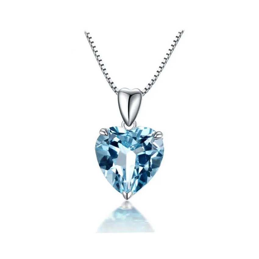 Blue Almei Австрийские хрустальные стразы Синий CZ Сердце Любовь Колье цепи и подвески для, женская обувь подарок Индии с коробкой 40% LN002 - Цвет камня: Blue