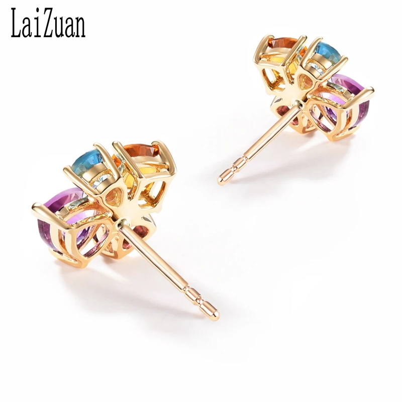 LaiZuan 2.2ct натуральный цитрин гранат небесно голубой топаз аметист Твердый 14 к
