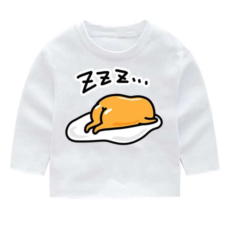 Ленивое яйцо Гудетама Детские хлопковые модные футболки с длинными рукавами и