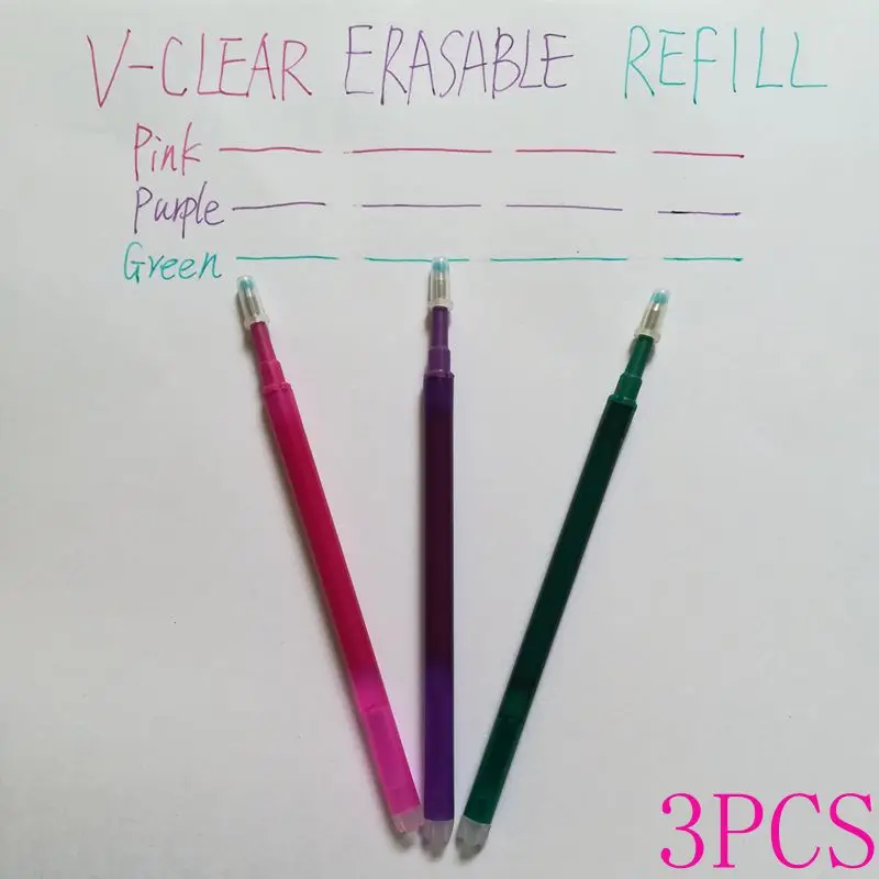 3 colors each1 VCLEAR 0,7 мм стираемая гелевая ручка с ластиком прозрачная пластиковая трубка волшебная ручка Тепловая ручка с исчезающими чернилам школьная Ручка frixion канцелярские принадлежности - Цвет: 3 colors each1