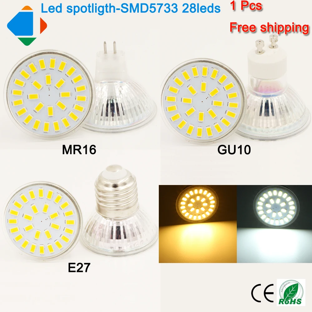1X MR16 E27 GU10 Светодиодный прожектор 9 Вт лампы SMD 5733 Epistar 28 светодиодов AC 110 В 220 вольт