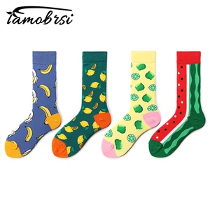 Модные носки с фруктовым креативным рисунком арбуза, Короткие крутые сумасшедшие лимонные носки, женские и мужские носки, хлопковые Веселые забавные повседневные носки, Famale