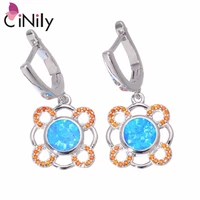cinily created blue orange fire opal orange garnet silver plated wholesale for women jewelry drop earrings 1 18 oh4438 39