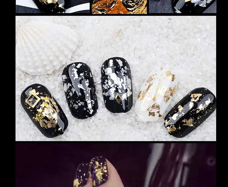Новые поступления, 1 коробка, золото, серебро, алюминий, фольга, бумага для дизайна ногтей, наклейки 3D блестки, сделай сам, маникюр, УФ-Гель-лак, инструменты для украшения ногтей
