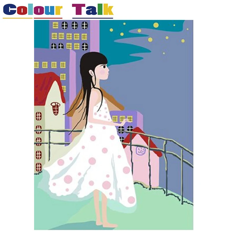 DIY Painting By Numbers Kits Acrylic Pictures for Living Room Wall Paint On Canvas Oil Paintings For Artwork Girl P-0441 | Дом и сад