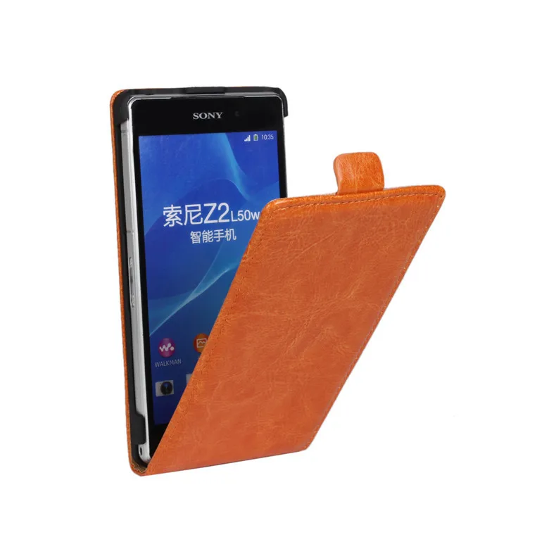 Оранжевый Чехол-книжка для sony Xperia Z2 D6503 D6502 L50W, вертикальный Магнитный чехол-книжка, кожаный чехол-книжка для sony Z2 - Цвет: Оранжевый