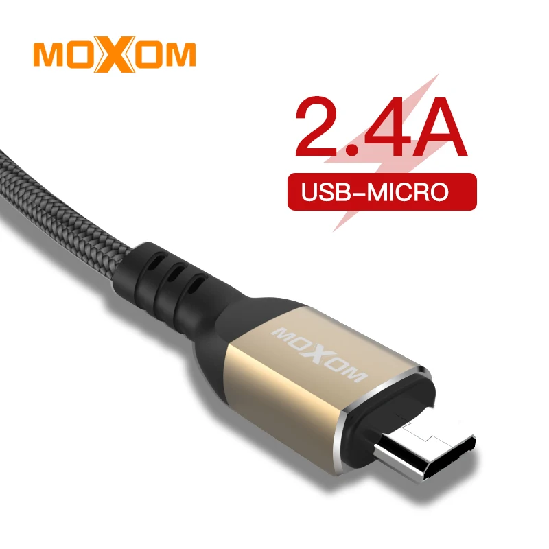 Кабель Micro USB MOXOM для Xiaomi Redmi Note 5 Pro 4 Реверсивный кабель зарядки и передачи данных