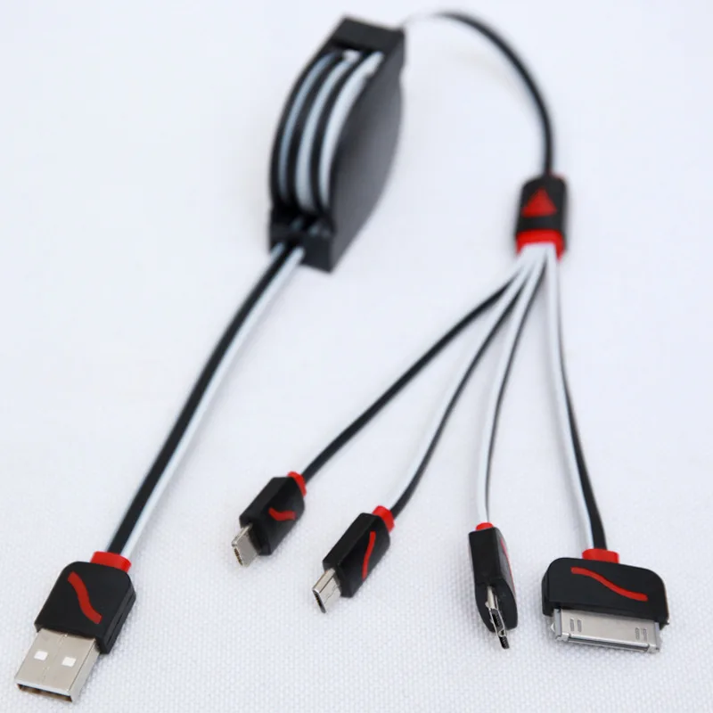 Мульти зарядное устройство кабель Выдвижной USB 3 0 8Pin Micro 4in1 зарядный для iPhone 4 4S 5s 6