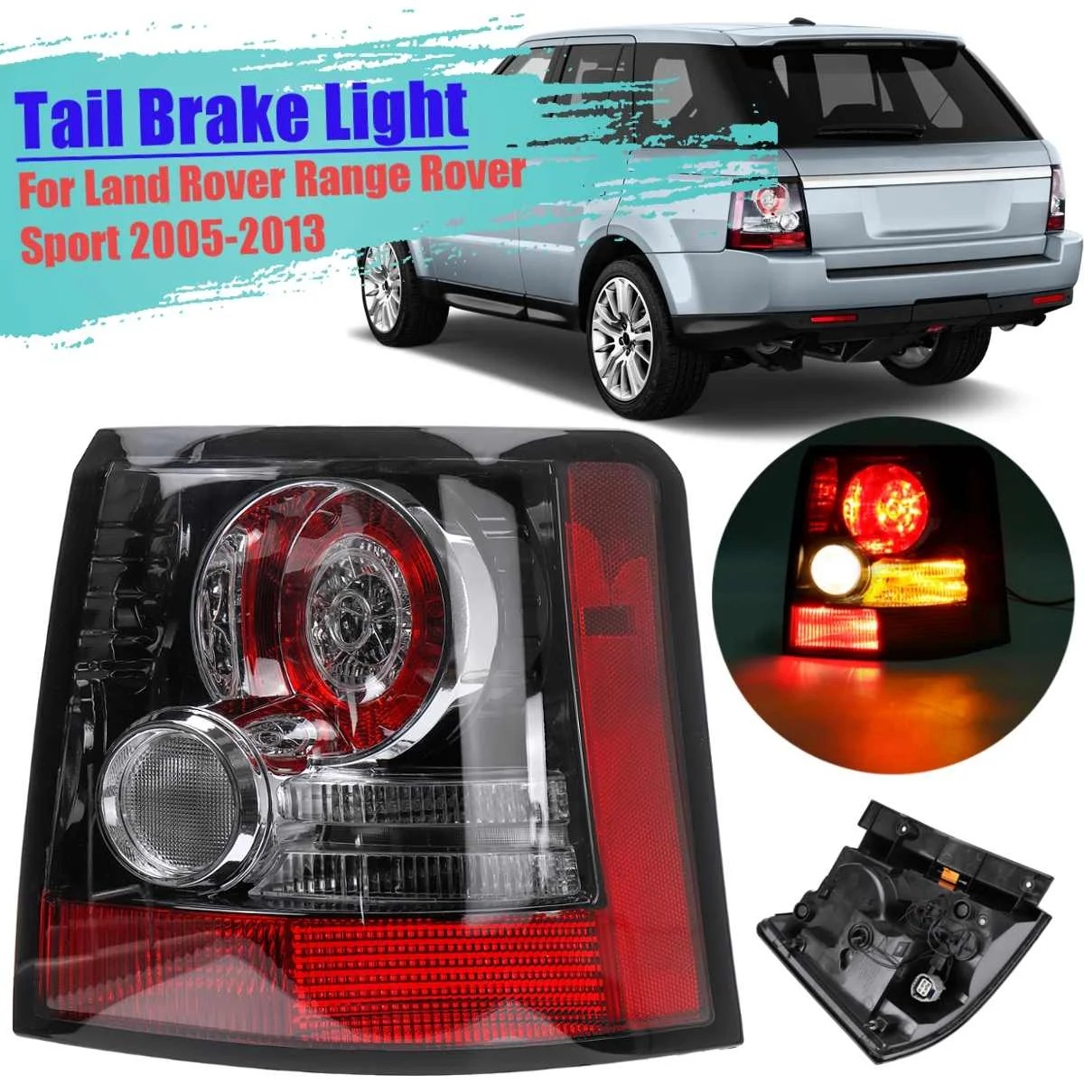 2 шт. левый и правый хвост светильник для Ленд Ровер Range Rover Sport(Land Rover Range Rover Sport 2005 2006 2007 2008 2009 2010 2011 2012 2013 хвост светильник задний Drl лампа - Цвет: right side