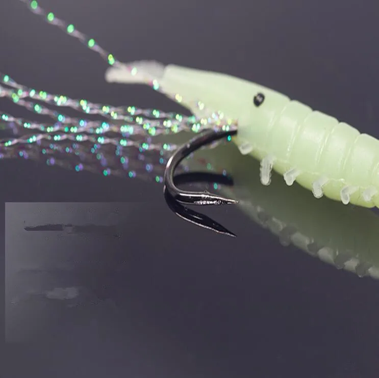 1 г/40 мм Световой креветок Мягкая приманка силикона с крючков креветочная