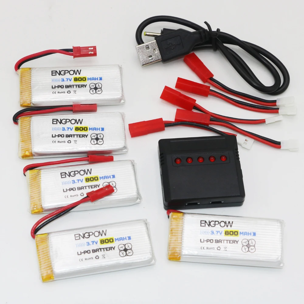 5 шт. 3 7 в 800 мАч lipo батарея + USB зарядное устройство портов с для H12C H12W DFD F181 RC