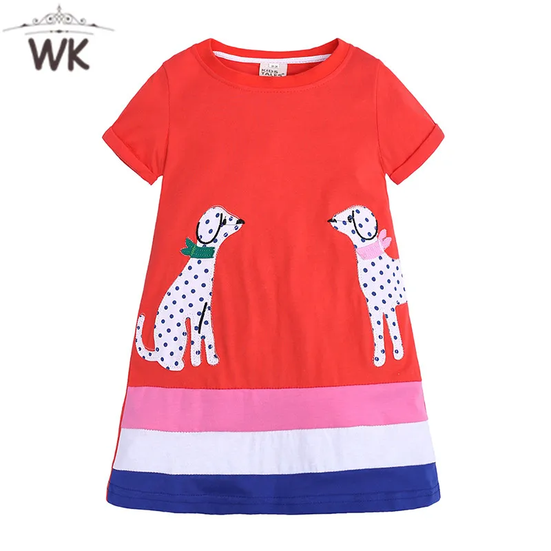 Jq-306 Baby Girls Dress with Animal Applique 2019 Summer Princess for Clothes Cotton Kids Costumes Children Dres | Детская одежда и