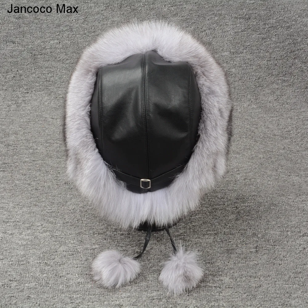 Jancoco Max натуральным лисьим мехом меховые шапки-бомберы зимние Для женщин теплые высокое качество модные бейсболки новое поступление S7148