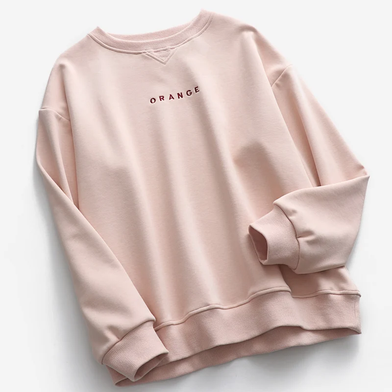 Ordifree Autumn Winter Women Hoodies and Sweatshirt Warm Fleece Letter Print Casual Sweatshirt Pullover