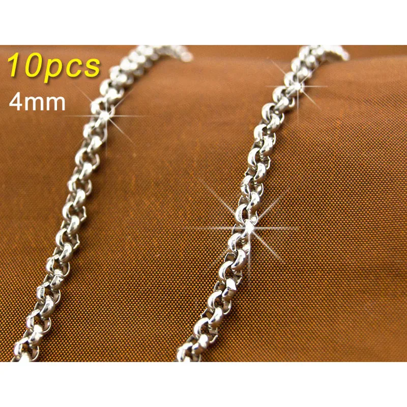 

mens 4mm rolo chain Stainless O long necklace silver color Chains Steel Necklace 10pcs Wholesale price
