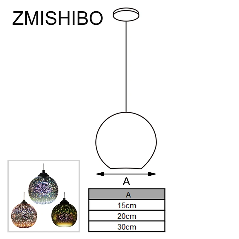 ZMISHIBO 3D фейерверк Стекло подвесные светильники Светодиодный E27 подвесной