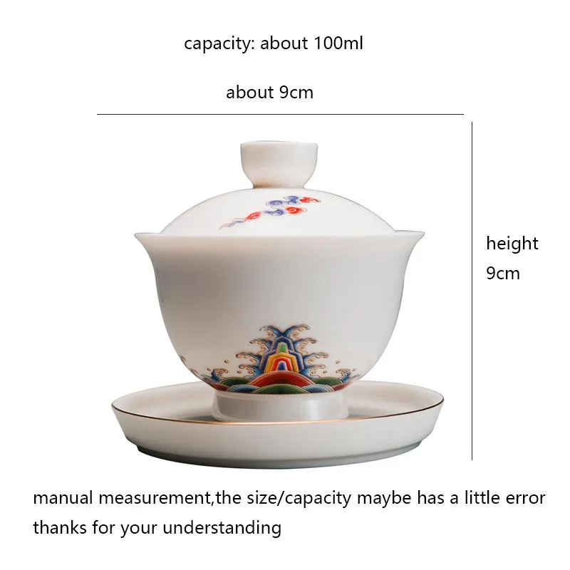 Белая фарфоровая разноцветная чайная чаша Gaiwan с крышкой набор блюдец для чайной