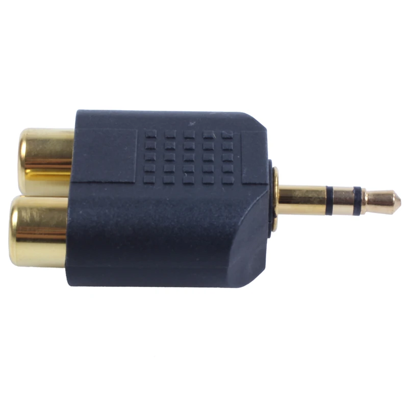 Новый 1/8 &quot3 5 мм Джек 2 адаптер RCA Y сплиттер стерео штекер 2x женский золотой