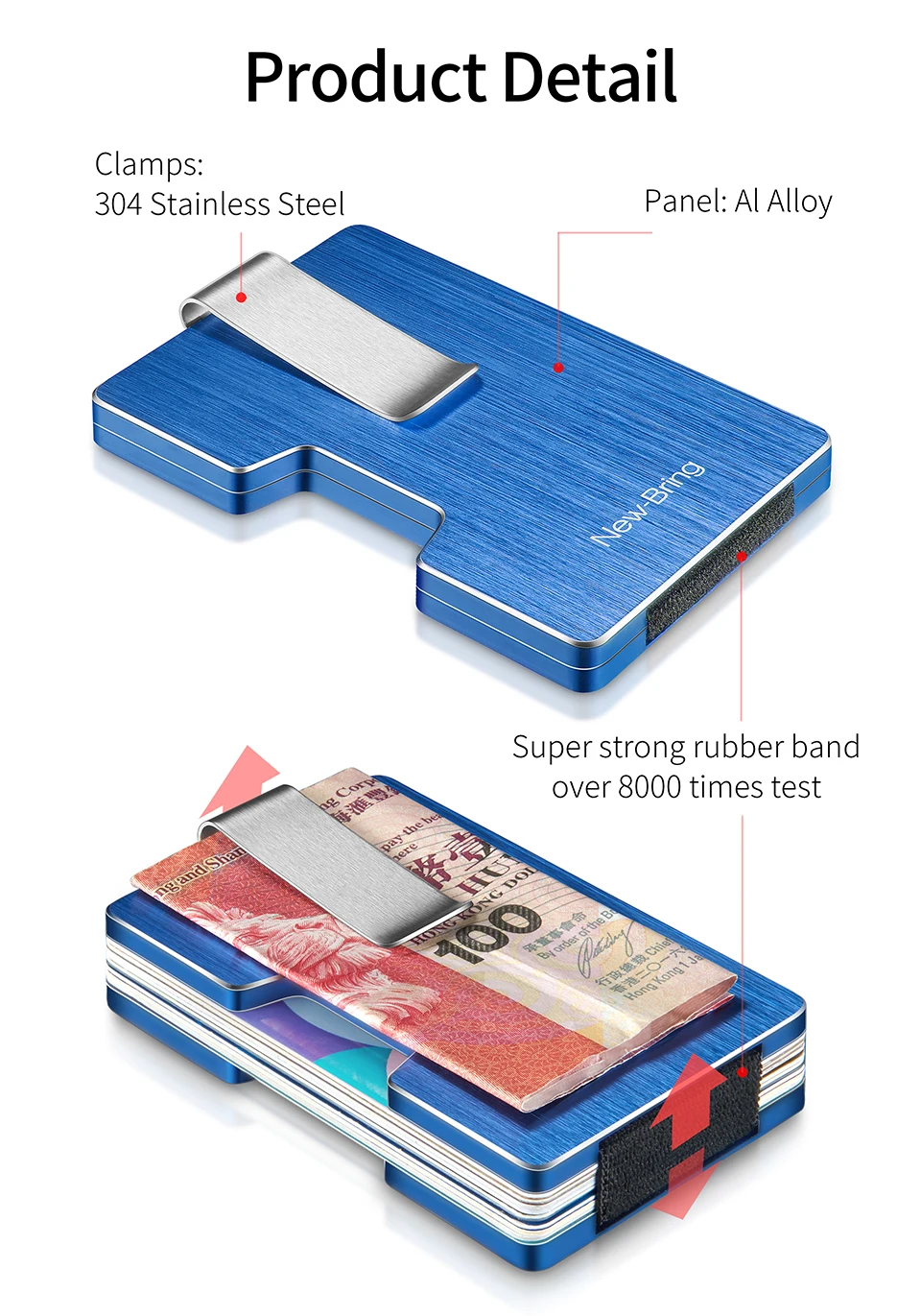 NewBring держатель для карт из металла с RFID Блокировка Кошелек интеграционный дизайн женский и мужской кошелек для денег EDC