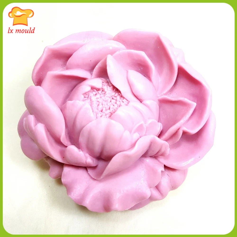 Цветущий Пион 3D свеча мыло гипсовая форма 2 части Мраморная силиконовая