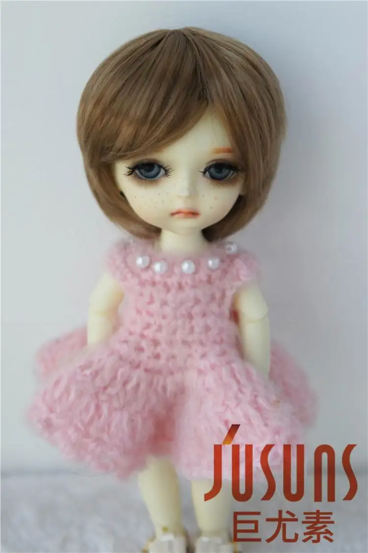 JD081 1/8 синтетическая мохер кукла парики Мода короткую стрижку парик, 5-6 дюймов крошечные куклы волосы куклы смолы аксессуары - Цвет: Brown sm916