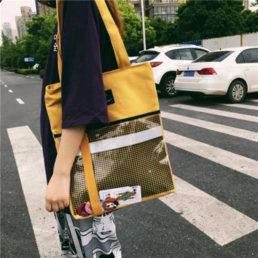 Сумка через плечо женская холщовая хозяйственная сумка многоразовая Складная