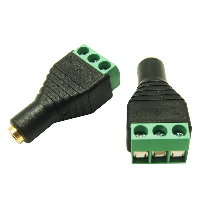 Адаптер 3,5 мм стерео гнезда на 3-контактный винтовой терминал для подключения аудио разъема 3 полюса, 10 штук, бесплатная доставка.