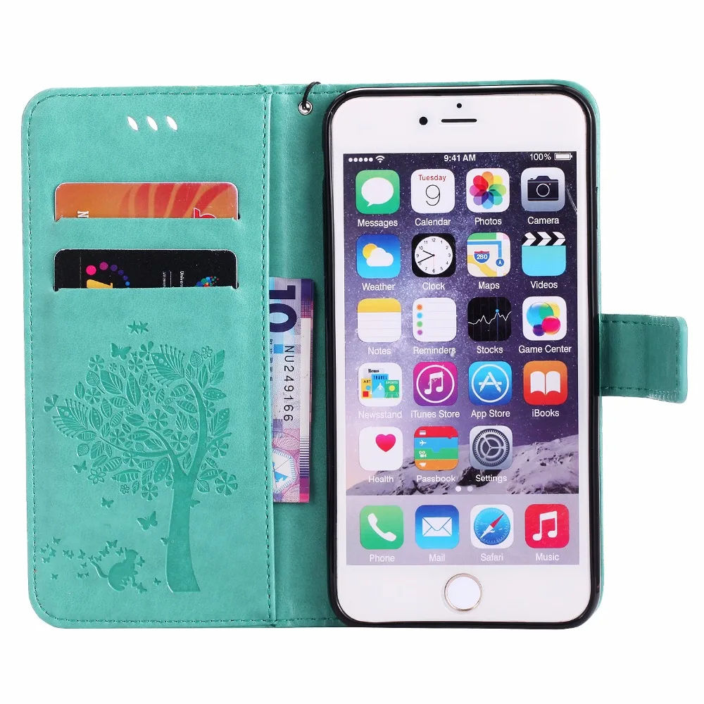 3D Tree For iPhone 6S Plus 6 Fashion Phone Case iPhone6 iPhone6S Kickstand PU Leather Wallet Flip Cover Funda | Мобильные телефоны
