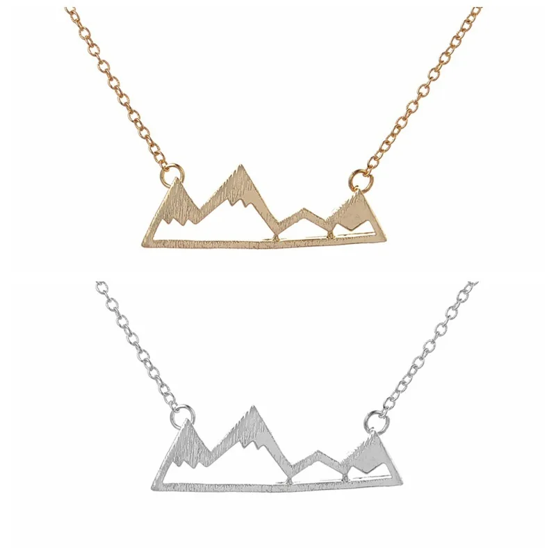 

Fashionable mountain peaks necklaces, geometric landscape character pendant necklaces, electroplating plated necklaces
