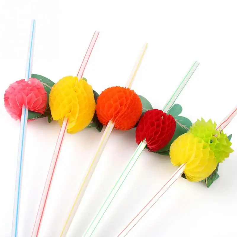 50 шт. красочные фрукты стиль соломинки лето ну вечеринку коктеила одноразовый