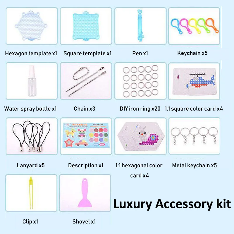 Accessory Set 24 цвета, 500 шт, 5 мм, бусины с распылителем воды, сделай сам, 3D головоломка, игрушка, Хама, бусины, магические бусины, развивающий подарок, вода, Perlen, обучающие игрушки для детей - Цвет: Accessory Set