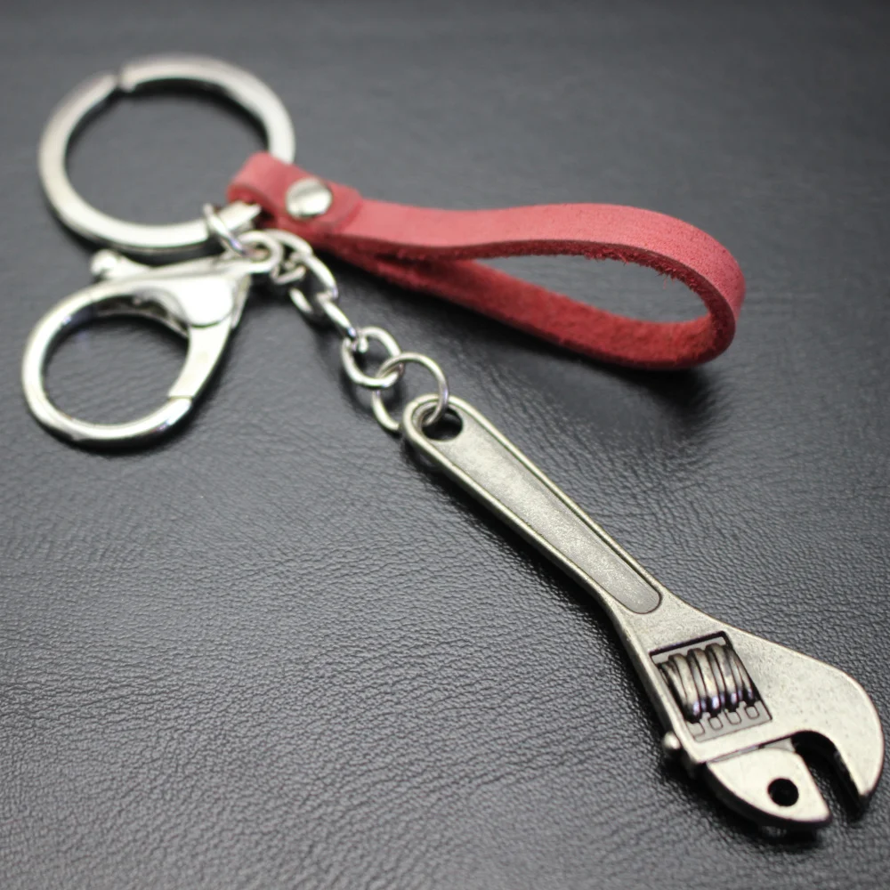 Skull Spanner Cow Leather KeyChain Hook Buckle Keyrings Skeleton Logo Pendant Car Key Holder Bag Hang Outdoor Gift | Украшения и