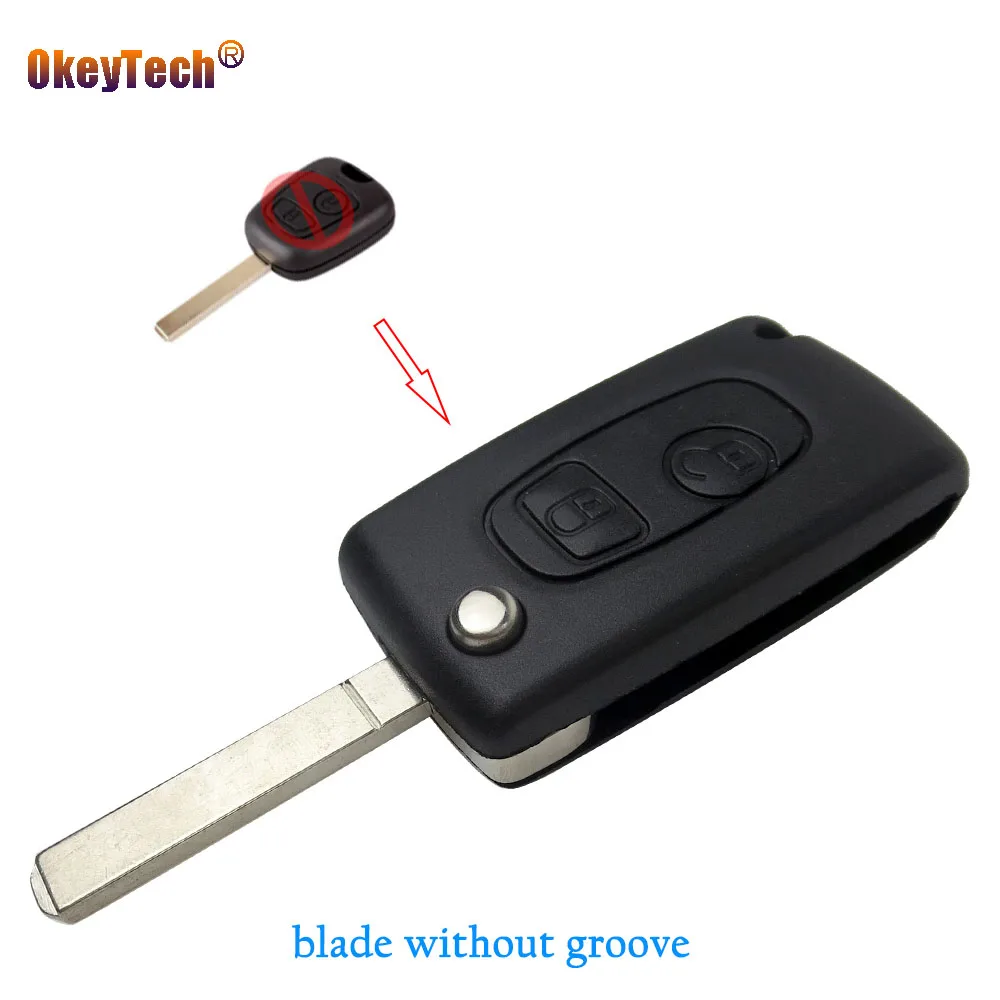 

OkeyTech Modified Flip Switchblade Remote Key Cover Case Fob Shell for Citroen C3 C4 C5 Xsara Picasso Berlingo Peugeot Partner