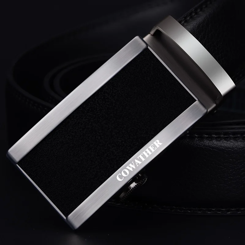 silver CZ006 COWATHER Новые моды мужские пояса топ корова натуральная кожа автоматическая пряжка пояса для мужчин причинным ceinture homme - Цвет: silver CZ006