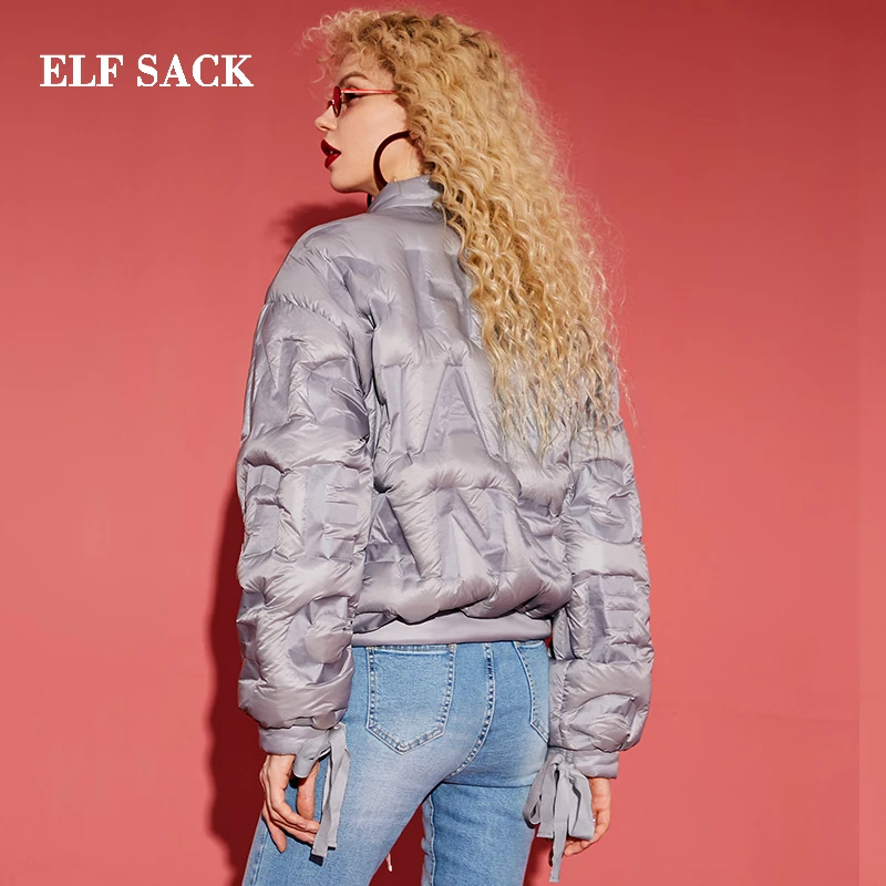 ELFSACK новинка женский пуховик 90% белый утиный пух пальто пэтчворк полный толстый