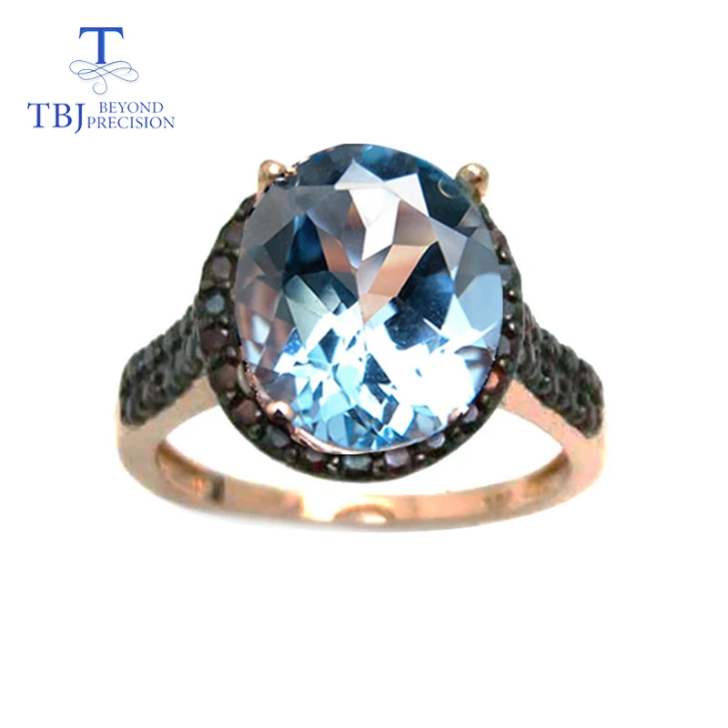 TBJ большой размер 5.5ct небесно голубой топаз Женское кольцо с драгоценным камнем