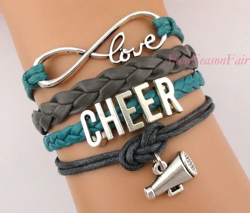 Изготовленный на заказ Бесконечная любовь Cheer с рупором wrap браслет команда