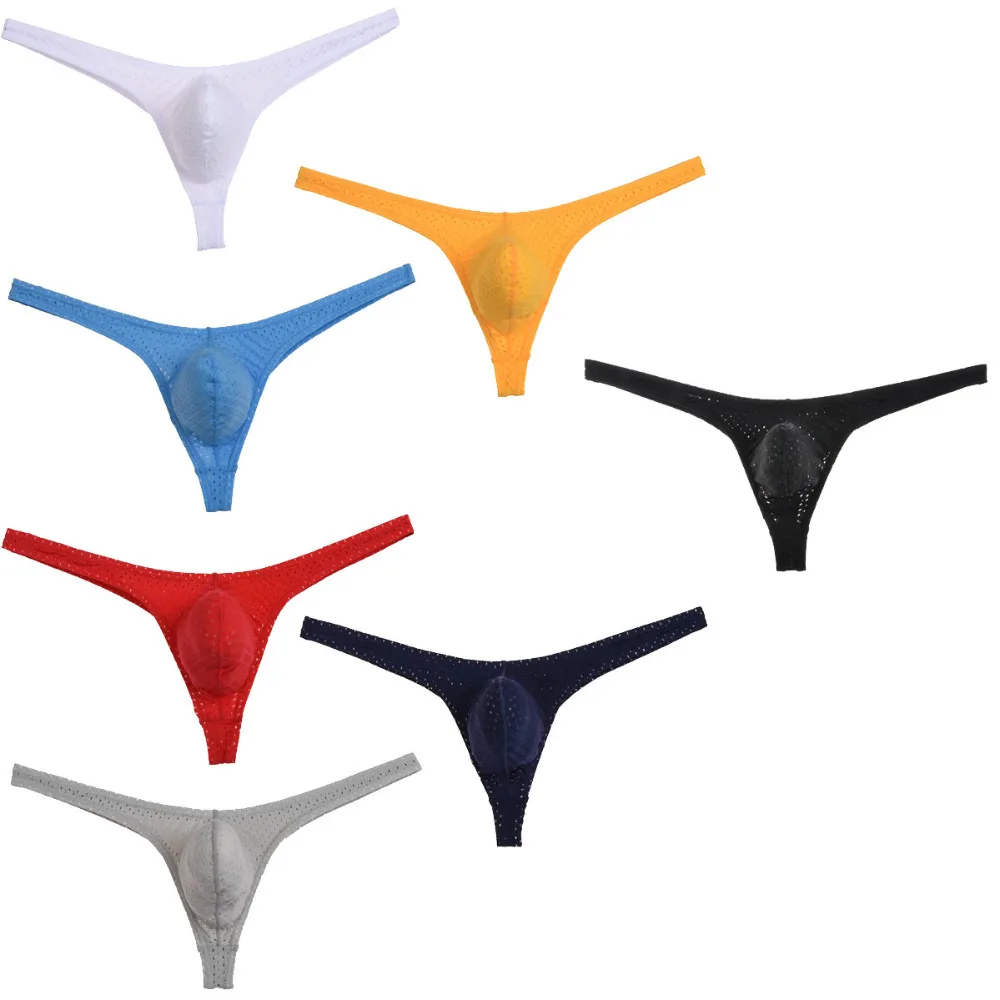 

Elastic Breathable Holes Sexy Bikini Men's Thongs and G-Strings Fashion Tanga Male Thong Underwear Men Underpants Stretch Nylon