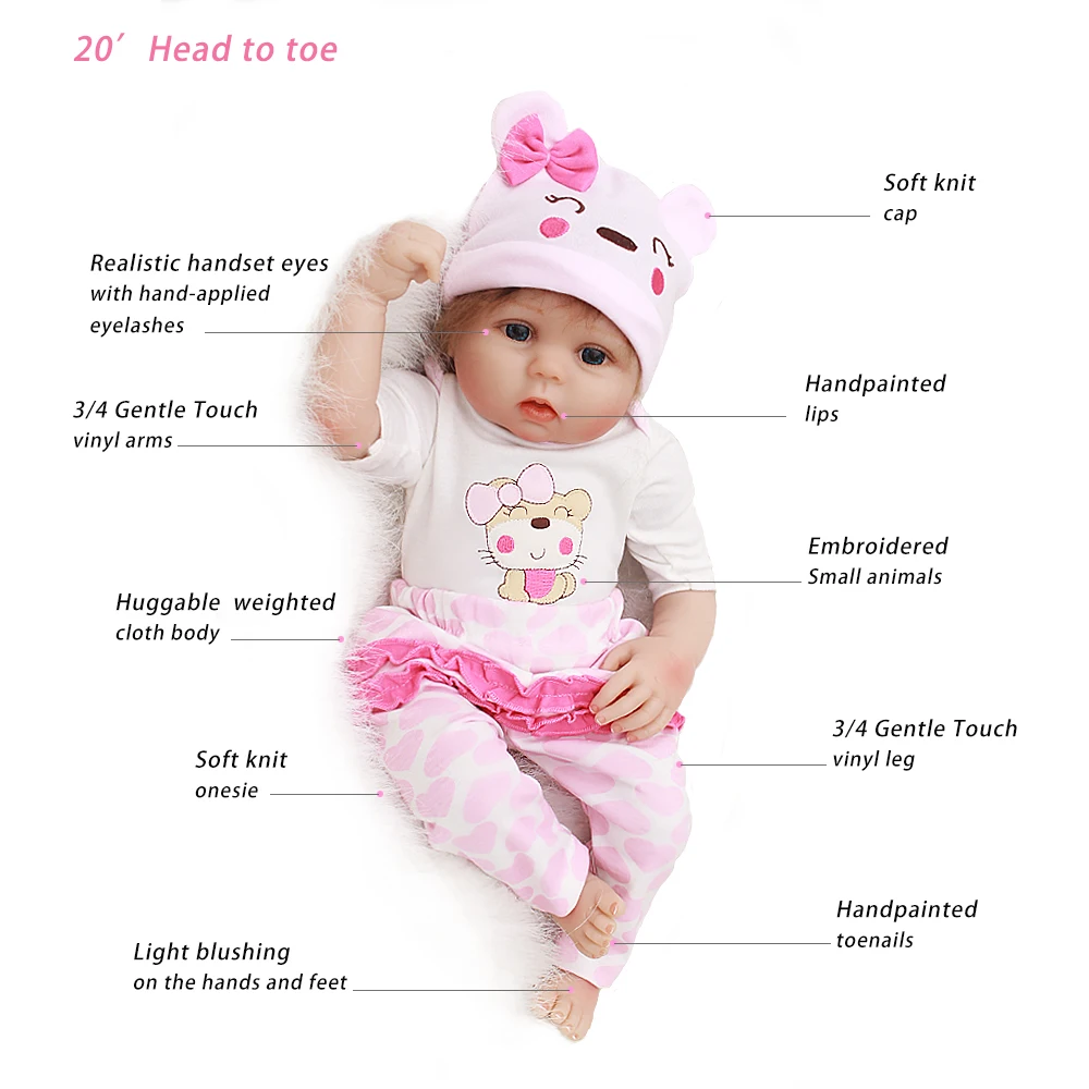OtardDolls Силиконовые 50 см мягкие силиконовые куклы Reborn игрушки 20 ''Кукла Reborn реалистичные игрушки для новорожденных bebe Juguetes детские игрушки Brinquedos