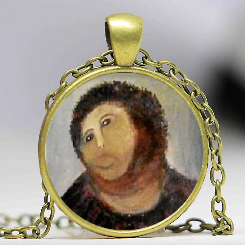 Кулон из стекла с кабошоном и изображением Иисуса|cabochon pendant|jesus face pendantface pendant |