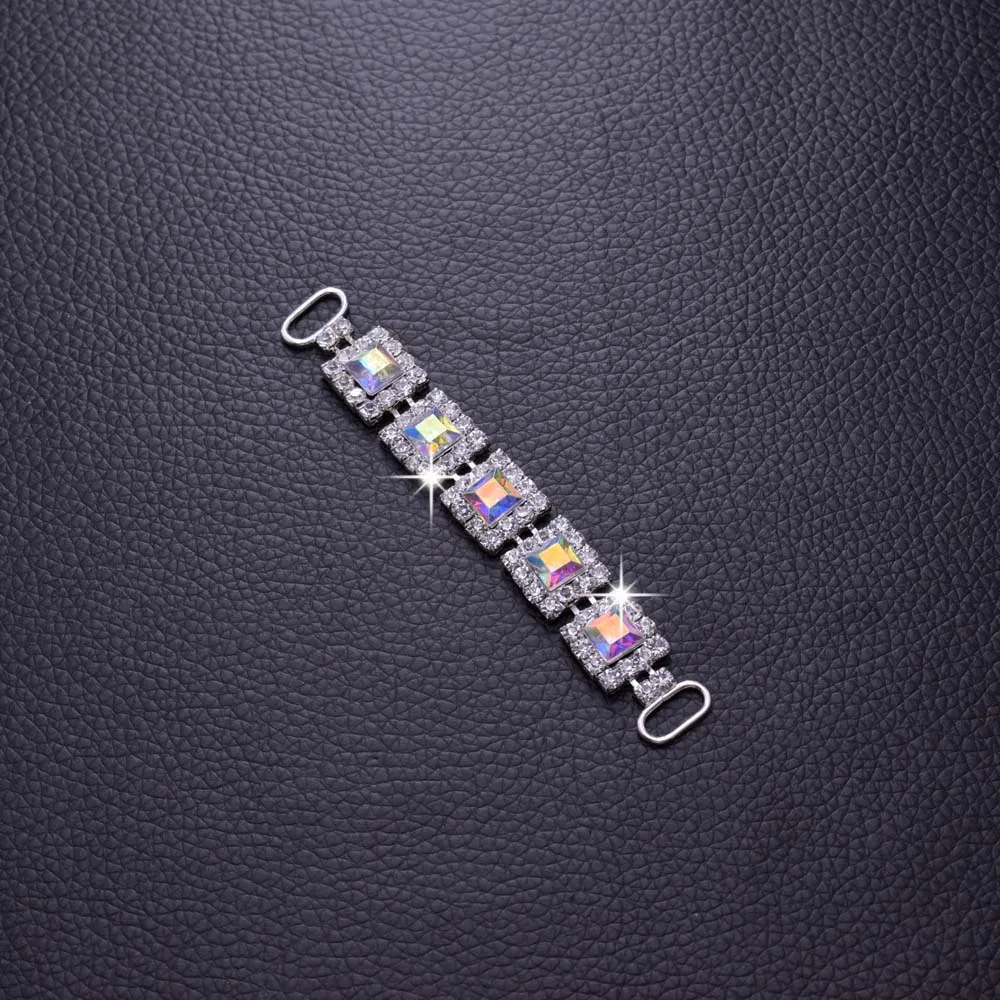 10 шт. квадратное серебряное бикини со стразами разъемы металлические пряжки для