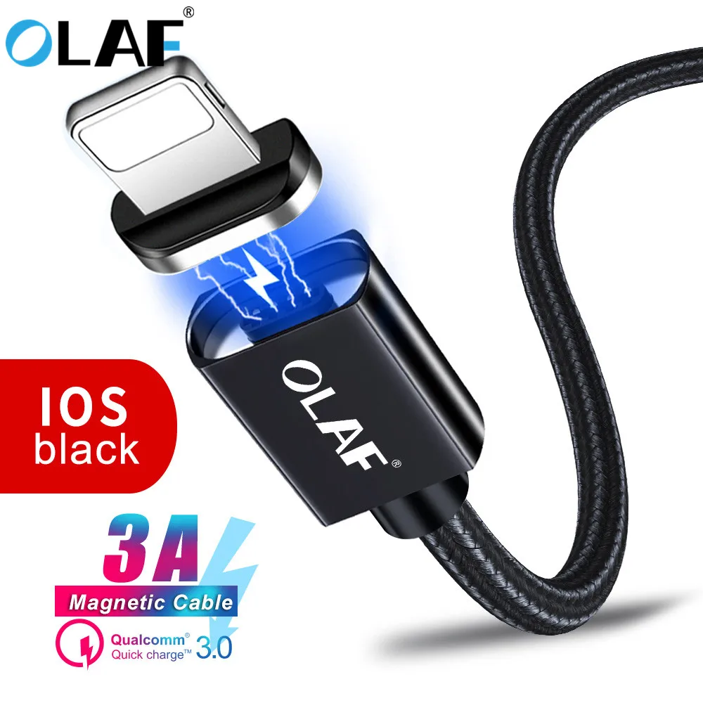 Олаф Магнитный 3а Быстрая зарядка USB кабель для передачи данных и зарядки для iphone 6 6S 7 8 Plus X XR XS Max iPad usb ЗУ для мобильного телефона адаптер