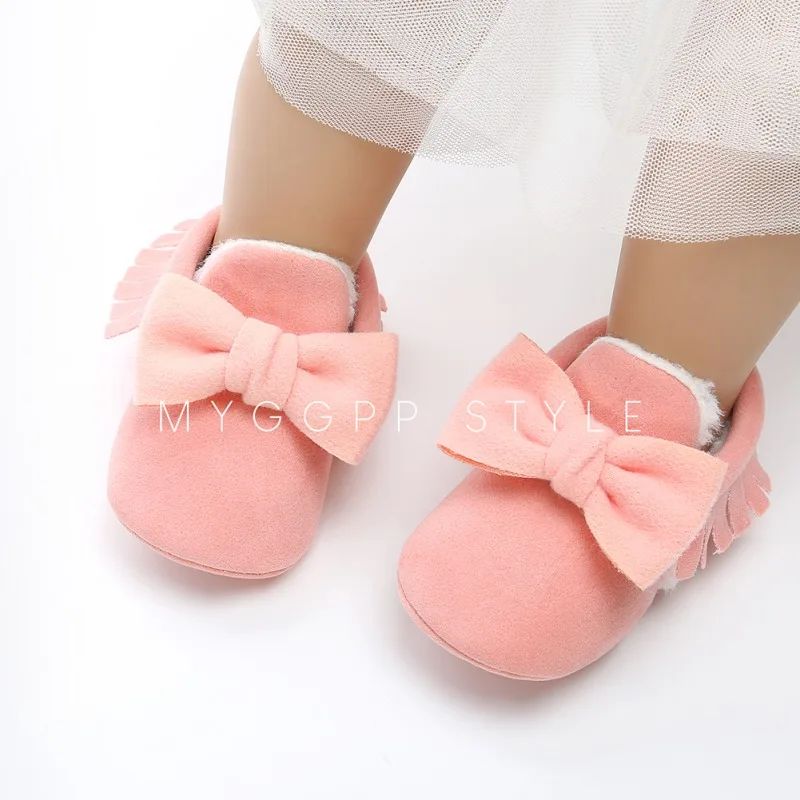 Baby Boots PU Butterfly-knot Moccasins Girls Boys Bon-slip Toddler Shoes First Walker |