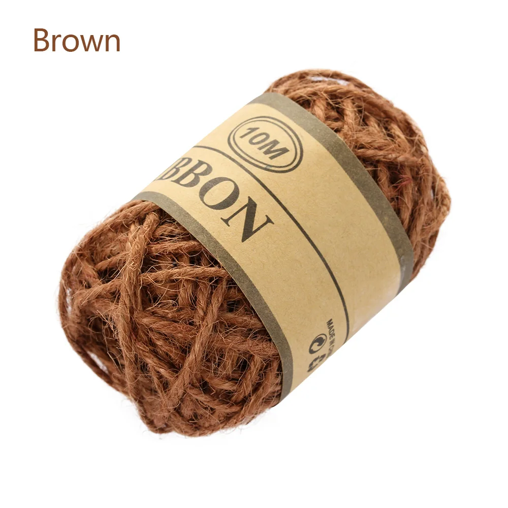 dark brown 10 м* 1 мм натуральный джутовый шпагат DIY веревочный шнур пеньковые веревки веревка деревенская упаковка струна Свадебная домашняя Текстильная Одежда украшение ремесло - Цвет: dark brown