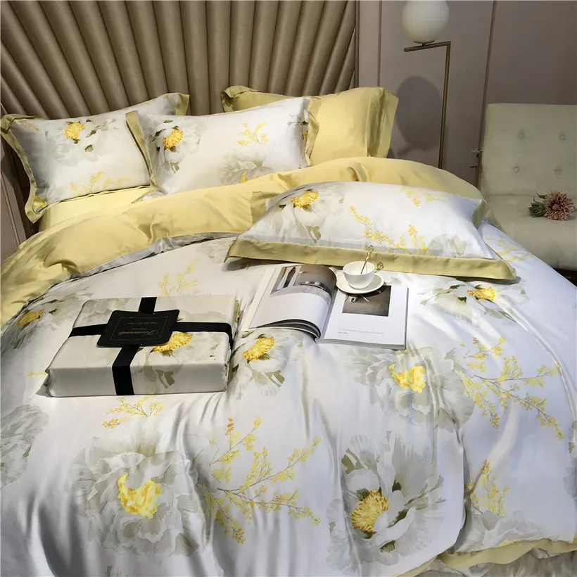 Ropa de cama Tencel Silk, 4 шт., набор постельного белья KING QUEEN, роскошный пододеяльник, простыня, постельное белье dekbedovertrek