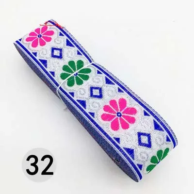 32 7 м/лот, тканая жаккардовая лента шириной 3,3 см, отделка геометрическим тотемным узором для штор и аксессуаров одежды, кружевная ткань HB188 - Цвет: 32