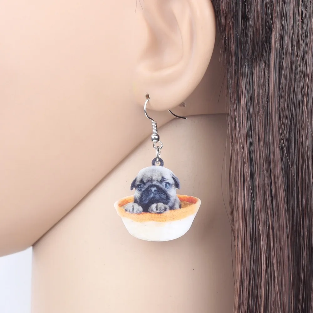 WEVENI оригинальные акриловые милые чаши мопса серьги с собаками висячие подарок