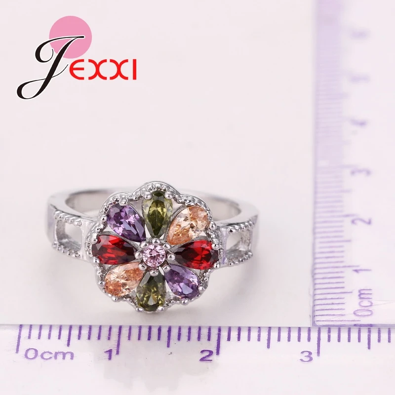 Женское кольцо из серебра 925 пробы с цветным кристаллом|jewelry rings|jewelry women ringsjewelry