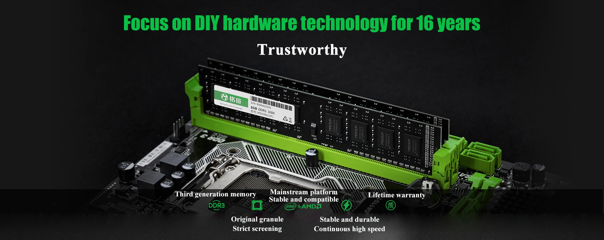 MAXSUN ram ddr3 8gb 1600MHz 11-11-11-28 пожизненная гарантия 1,5 V PC3-12800 память оперативная память ddr 3 настольный dimm 240pin для intel и AMD